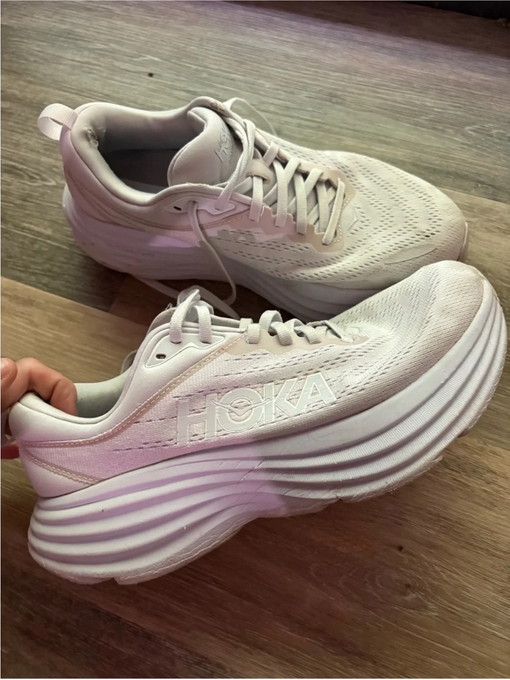 Hoka Bondi 8 Women's White Cushioned Running Shoe - Picture 4 of 16